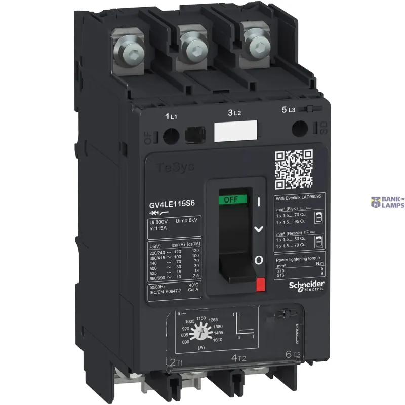 Schneider Electric Motor Protection Circuit Breaker TeSys GV4L, 3P, 80 A, 120 GV4LE80S6