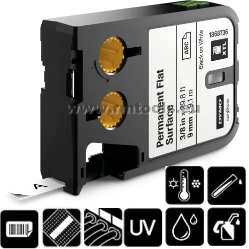 DYMO Lentīte, poliestera XTL 9mm melna/caursp. 31-8739