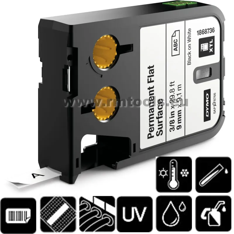DYMO Lentīte, poliestera XTL 9mm melna/caursp. 31-8739