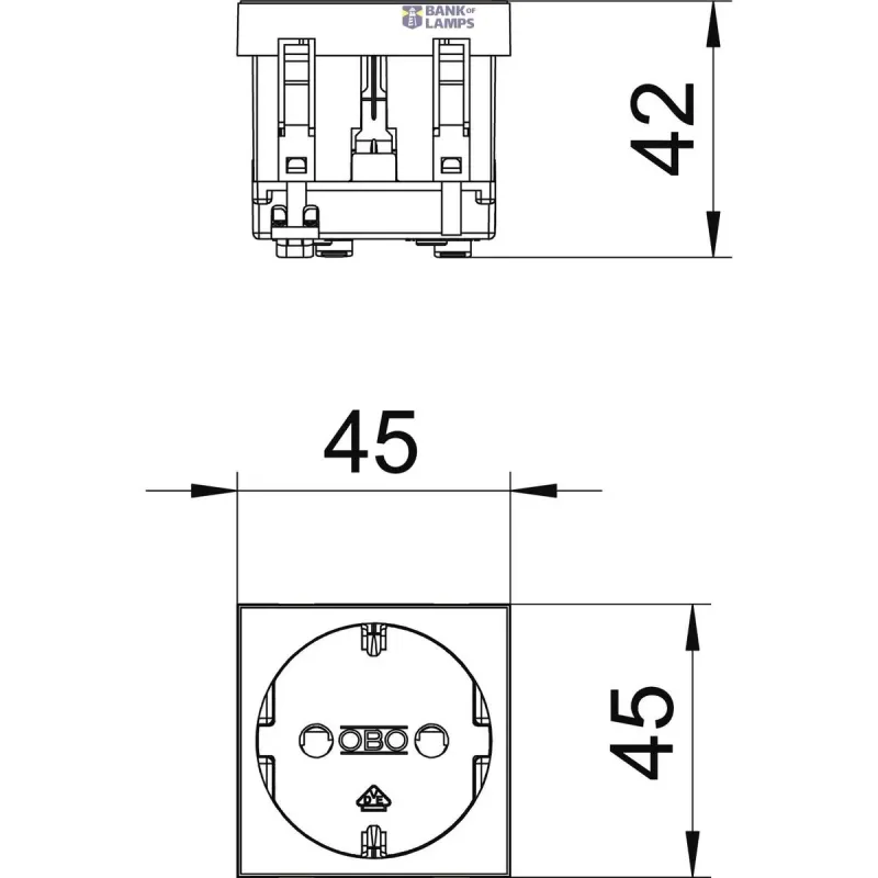 OBO Bettermann STD-D0 SRO1 Socket 0°, single protective contact 250V 6120014