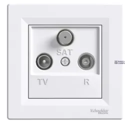 Schneider Electric EPH3500121 — Socket Asfora, White, 1dB, TV-R-SAT Ending