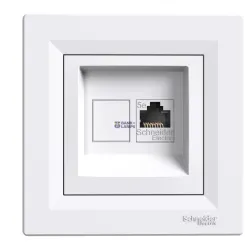 Schneider Electric EPH4300121 — Socket Asfora, UTP, RJ45, Cat 5e, White, Single Data