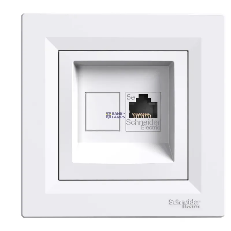 Schneider Electric Socket Asfora, UTP, RJ45, Cat 5e, White, Single Data EPH4300121