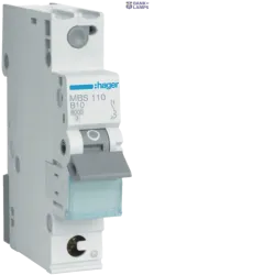 Hager MBS110 — автоматический выключатель 1P, 6 kA B-10 A Quick Connect, 1M