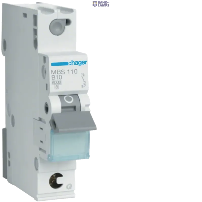 Hager Miniature Circuit Breaker 1P, 6 kA B-10 A Quick Connect, 1M MBS110