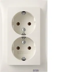 Berker 47748989 — Double SCHUKO socket outlet with Coverplate High, S.1 Pw glossy