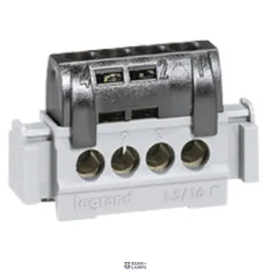 Legrand 004850 — Terminal Block DISTRIBUTION ACCESSORIES 47 mm, Black, 1P, 76 A, 3-Output Legrand 004850 — Terminal Block DISTRIBUTION ACCESSORIES 47 mm, Black, 1P, 76 A, 3-Output