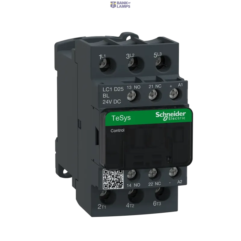 Schneider Electric Contactor TeSys Deca, 3P, 25 A, 440 V, 3NO, IP20, 24 V DC LC1D25BL
