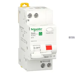 Schneider Electric R9D01616 — Residual Current Circuit Breaker with Overcurrent Protection Resi9 RCBO, 16A, 1P+N, B Curve, 6kA, 230V Schneider Electric R9D01616 — Residual Current Circuit Breaker with Overcurrent Protection Resi9 RCBO, 16A, 1P+N, B Curve, 6kA, 230V