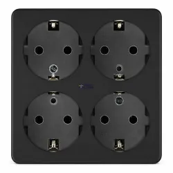 THORGEON 23008 — 4-Way Power Socket 16A, 250V~Max:3680W, IP20 Without Cable, Black THORGEON 23008 — 4-Way Power Socket 16A, 250V~Max:3680W, IP20 Without Cable, Black