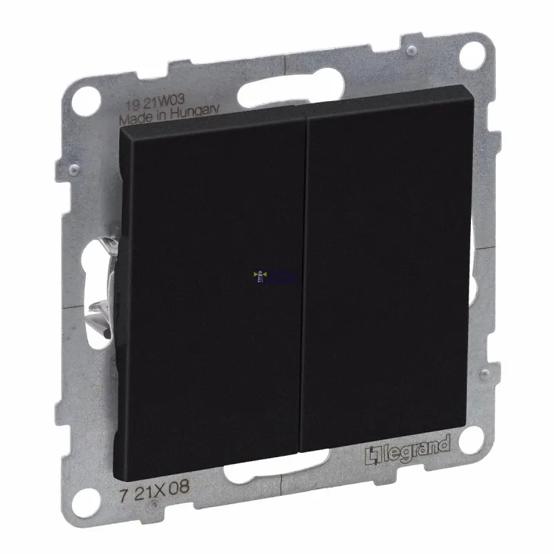 Legrand Two-Gang Two-Way Switch Suno 10AX, 10A, Black, Matt, 250V 721408