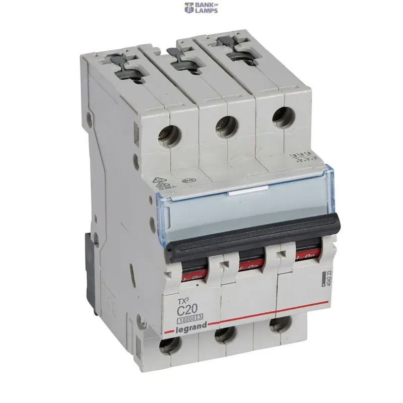 Legrand Miniature Circuit Breaker TX3 20 A, 400 V, 3P, Curve C, 10kA 404223