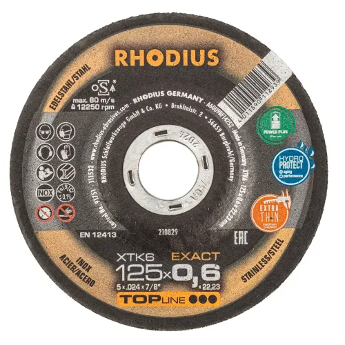 RHODIUS Griešanas disks XTK6, 125x0,6x22,23 mm, RHODIUS 250-210829