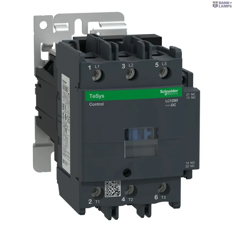 Schneider Electric Contactor TeSys Deca, 3P, 80 A, 440 V, 3NO, IP20, 24 V DC LC1D80BD