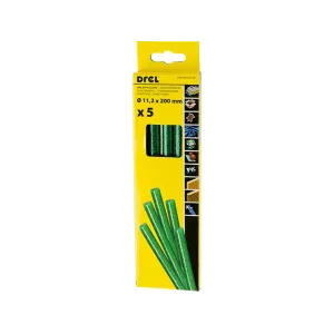Karstās līmes nūjiņas 11,2 mm x 200 mm, zaļas, ar spīdumiem, 5 gab. Karstās līmes nūjiņas 11,2 mm x 200 mm, zaļas, ar spīdumiem, 5 gab.