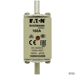 EATON 160NHG00B — Fuse-link, LV, 160 A, AC 500 V, NH00, gL/gG, IEC, dual indicator, live gripping lugs EATON 160NHG00B — Fuse-link, LV, 160 A, AC 500 V, NH00, gL/gG, IEC, dual indicator, live gripping lugs