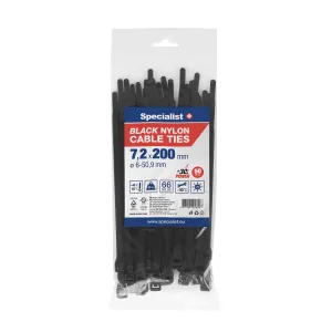 SPECIALIST+ neilona siksna, black, 7.6 x 200 mm, 50 pcs