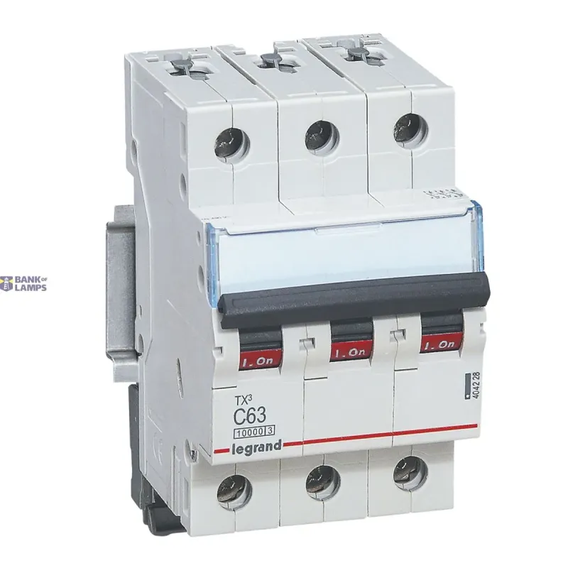 Legrand Miniature Circuit Breaker TX3 63 A, 400 V, 3P, Curve C, 10kA 404228