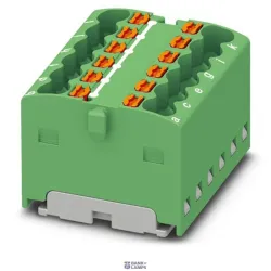 Phoenix Contact 3002772 — Distribution Block PTFIX 12X1.5 GN, 17.5A, Green, Push-In Connection, For Snapping Onto A Din Rail Adapter, Direct Mounting With Flange, Free-Hanging Phoenix Contact 3002772 — Distribution Block PTFIX 12X1.5 GN, 17.5A, Green, Push-In Connection, For Snapping Onto A Din Rail Adapter, Direct Mounting With Flange, Free-Hanging