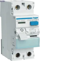 Hager CDA225D — Differential slēdzis 2P, 25 A, 30 mA, type A