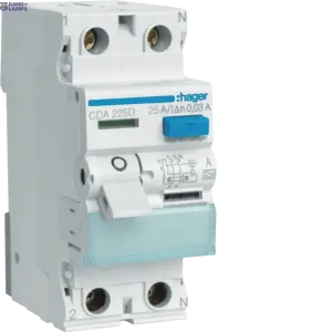 Hager CDA225D — Differential Switch 2P, 25 A, 30 mA, type A Hager CDA225D — Differential Switch 2P, 25 A, 30 mA, type A