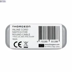 THORGEON 19025 — Inline Cord Switch for Round Cable, 1-Pole, 2A, 250V, silver THORGEON 19025 — Inline Cord Switch for Round Cable, 1-Pole, 2A, 250V, silver