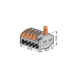 WAGO 222-415 — savienojuma klemme with Levers 5-Conductor, 2.5 mm², Gray, For All Conductor Types WAGO 222-415 — savienojuma klemme with Levers 5-Conductor, 2.5 mm², Gray, For All Conductor Types