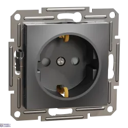 Schneider Electric EPH2900271 — Socket Outlet Asfora, Anthracite, Single With Side Earth With Shutters, wo