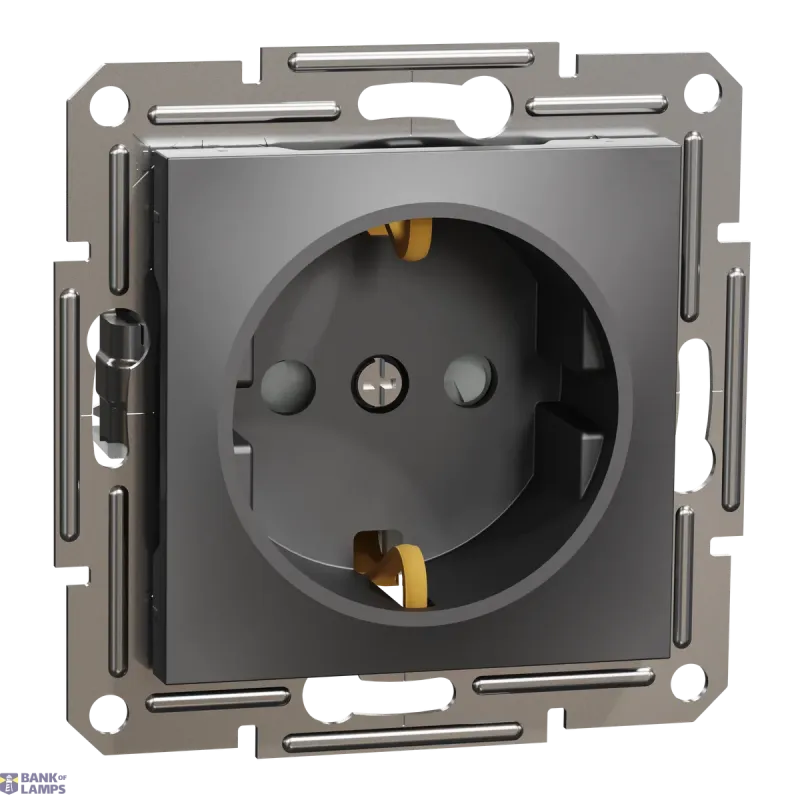 Schneider Electric Socket Outlet Asfora, Anthracite, Single With Side Earth EPH2900271