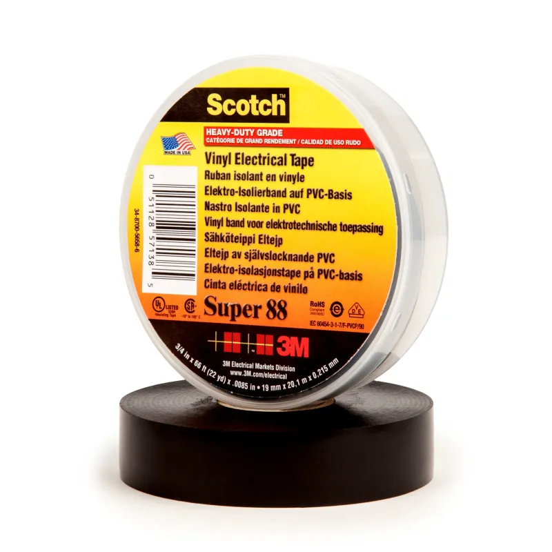 3M Vinyl Electrical Tape Scotch Super 88, Black, 19 mm × 20 m 7100079942
