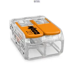 WAGO 221-412 — savienojuma klemme with Levers 2-Conductor, 4 mm², Transparent, For All Conductor Types