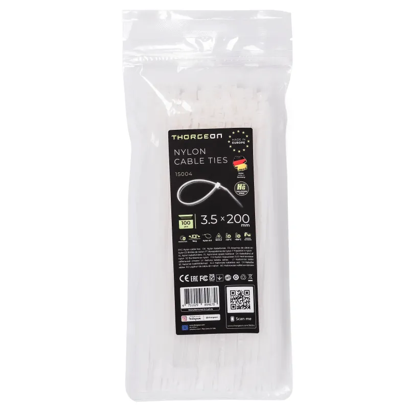 THORGEON Ties 3.6x200 White (100 pcs) 15004