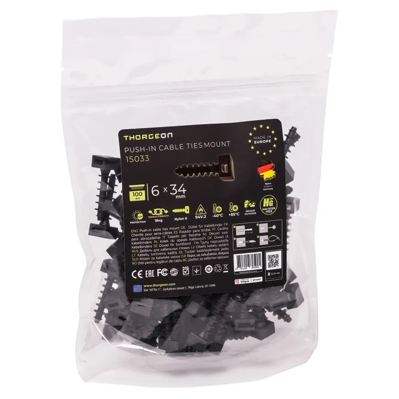 THORGEON Screw Saddle Cable Support 6x34 black (100pcs) 15033