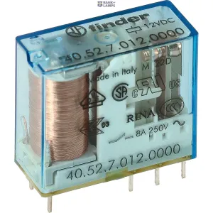 FINDER 405270120000 — PCB/Plug-in Rel. 5mm.pinning 2CO 8A/12VDC/SEN/Agni (40.52.7.012.0000)