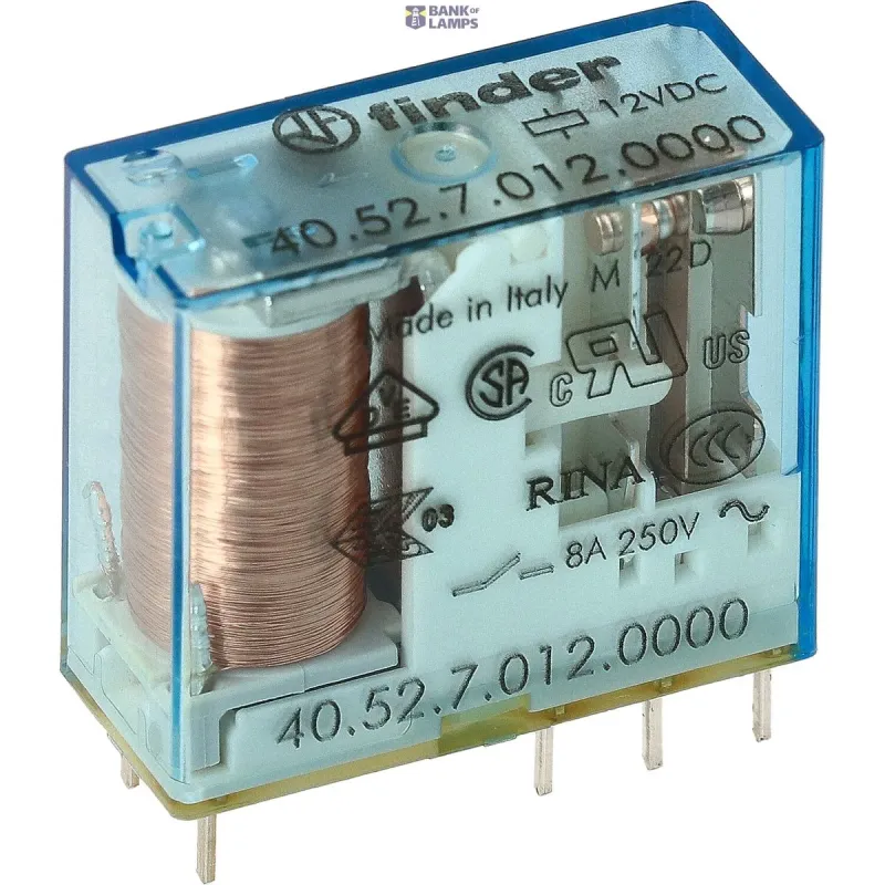 FINDER PCB/Plug-in Rel. 5mm.pinning 2CO 8A/12VDC/SEN/Agni 405270120000