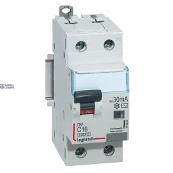 Legrand 411002 — Residual Current автоматический выключатель with Overcurrent Protection DX3 1P+N, 1P, 16 A, 10 kA, 230 V, Right, 2P, 6 kA, 30 mA
