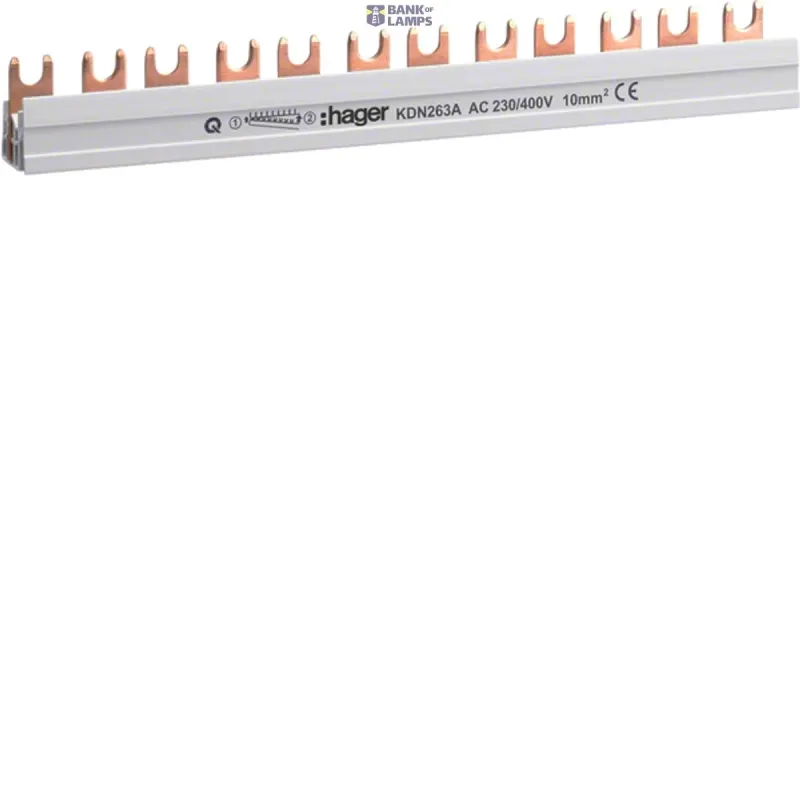 Hager Busbar Insulated, 2P fork 10 mm², 12M KDN263A
