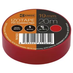 PVC izolācijas lente 19mm x 013mm x 20m sarkana F61923, EMOS PVC izolācijas lente 19mm x 013mm x 20m sarkana F61923, EMOS