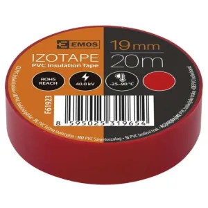 PVC izolācijas lente 19mm x 013mm x 20m sarkana F61923, EMOS PVC izolācijas lente 19mm x 013mm x 20m sarkana F61923, EMOS