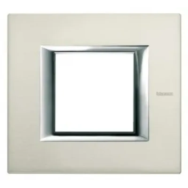 BTicino Cover Plate 2 Modules, Brushed Aluminium HA4802XC