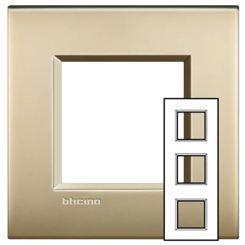 BTicino Cover Plate LivingLight 2×3 Modules Layout, IP20, 71mm, Gold LNE4802M3OF