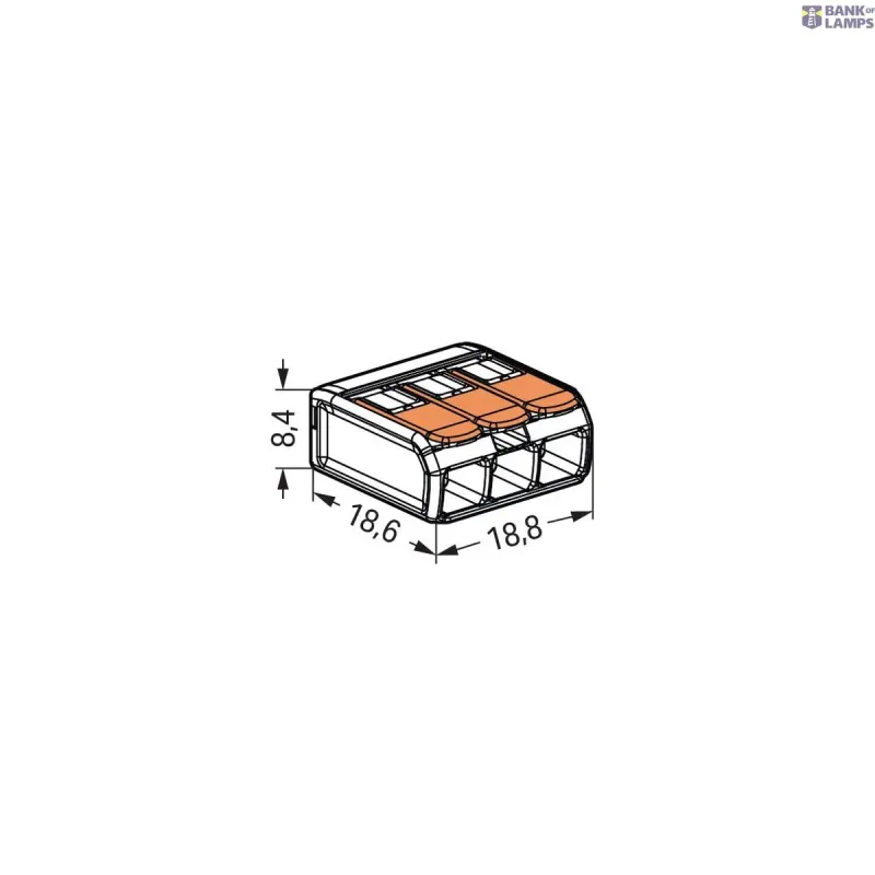 WAGO Splicing Connector with Levers 3-Conductor, 4 mm² 221-413