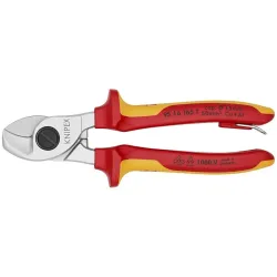 Knipex 95 16 165 T — 95 16 165 T кабельные ножницы insulated with multi-component grips, VDE-tested with integrated insulated tether attachment point for a tool tether chrome-plate