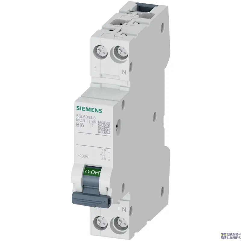 Siemens CIRCUIT BREAKER 230V 6KA, 1+N-POLE/1MW B16 5SL6016-6