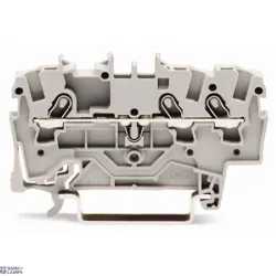 WAGO 2001-1301 — Through Terminal Block 3-Conductor, 1.5 mm², Push-In Cage Clamp®, Gray
