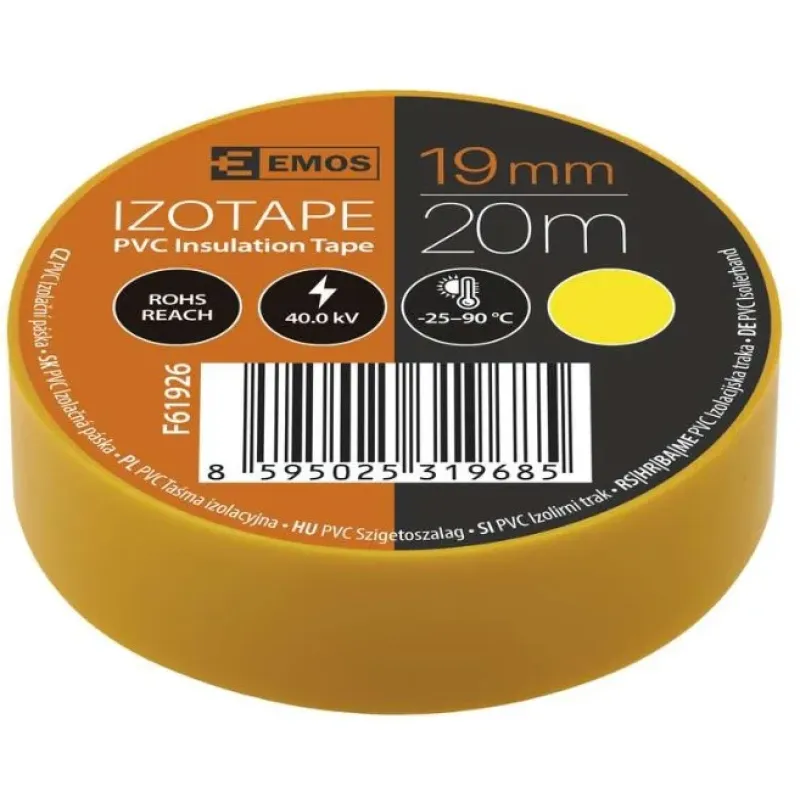 EMOS Elektroizolācijas lente PVC 0,13x19mm (20m), Dzeltena F61926