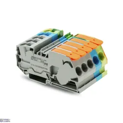 WAGO 2116-1201/605-038 — Three Phase Set With 2-Conductor, Rail-Mount Terminal Blocks, 16 mm², With A Lever and Operating Slots, With Orange End Plate