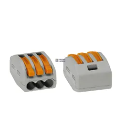 WAGO 222-413 — savienojuma klemme with Levers 3-Conductor, 2.5 mm², Gray, For All Conductor Types WAGO 222-413 — savienojuma klemme with Levers 3-Conductor, 2.5 mm², Gray, For All Conductor Types
