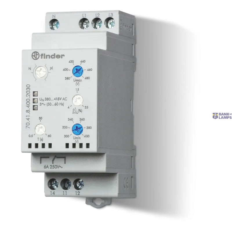 FINDER Monitoring relay 3ph.1CO 6A/380...415VAC/adjustable/asymmetr 704184002030