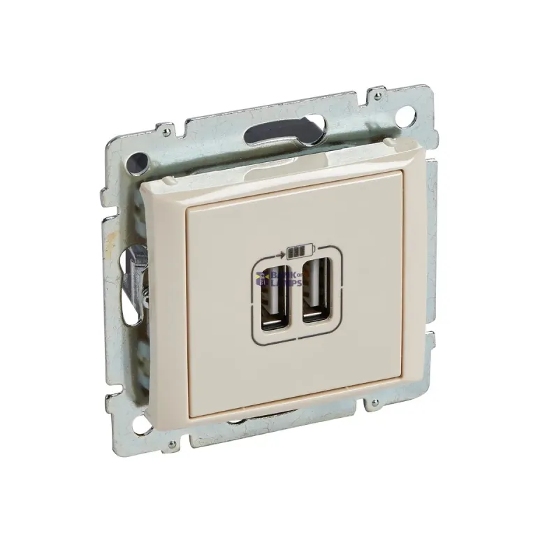 Legrand USB Charger 2.4A, 12W, Ivory, 60Hz, Flush-mounted, 2×USB-A 774170